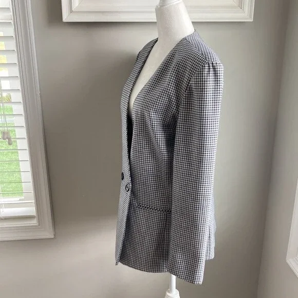 Vintage Chad Stevens Herringbone Wear to Work Boxy Oversized Blazer Size 10 - Picture 3 of 13